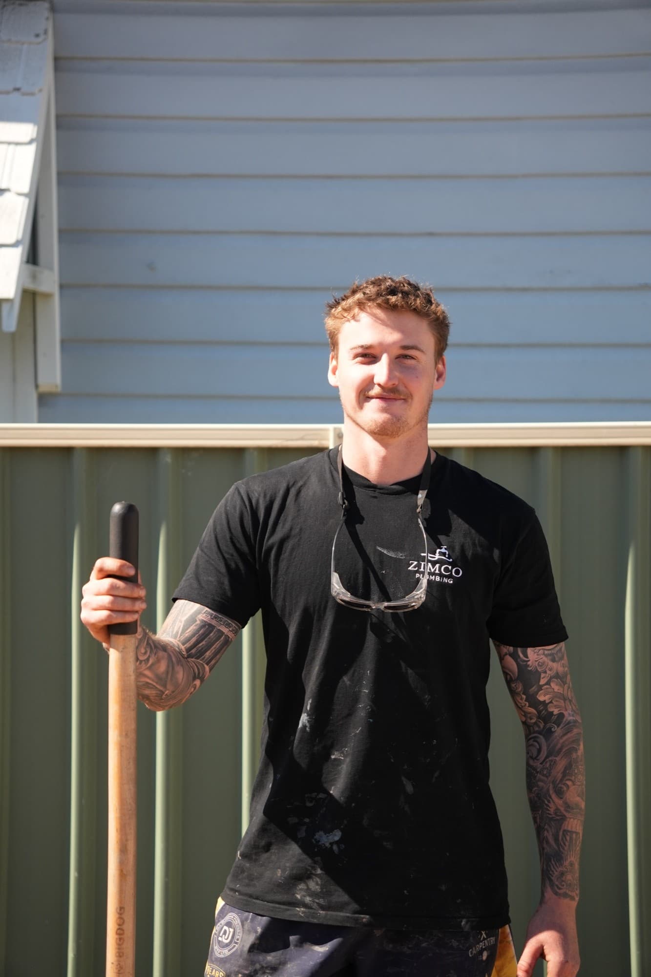 Zimco Plumbing crew member on site